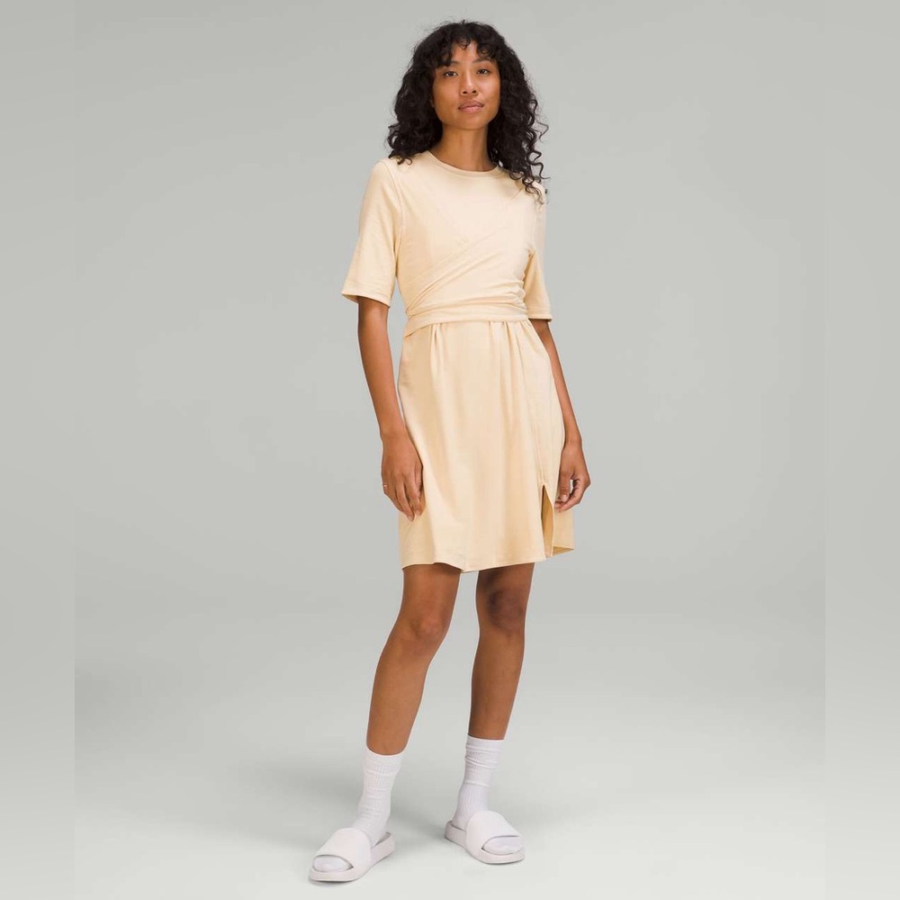 LULULEMON COTTON WRAP FRONT T SHIRT DRESS